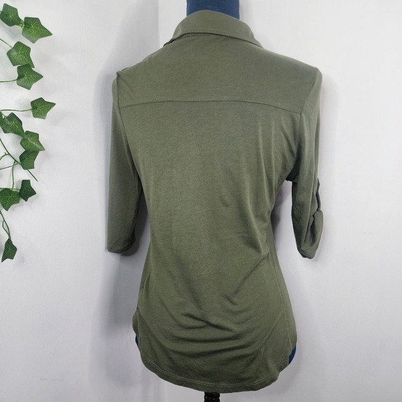Guess Olive Green Knit Button Down Shirt - Picture 7 of 11